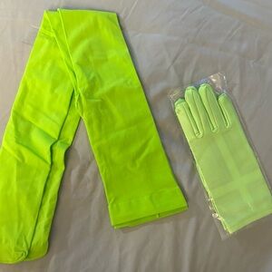 NEW-Christmas Sexy thigh, high stocking & matching gloves. grinch green color.